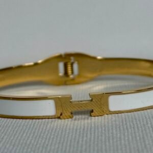 Gold & White H Bangle