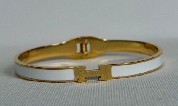 Gold & White H Bangle