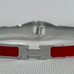 Silver & Red H Bangle