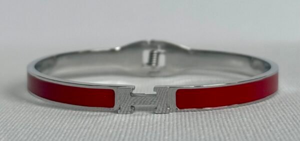 Silver & Red H Bangle