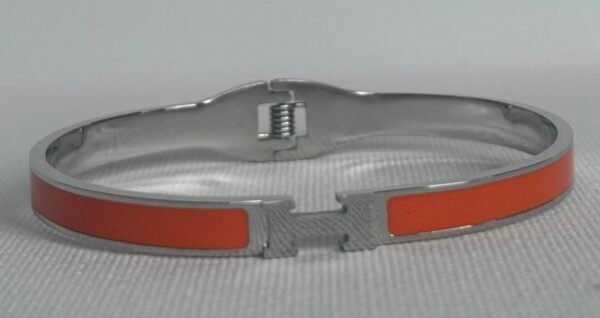 Silver & Orange H Bangle