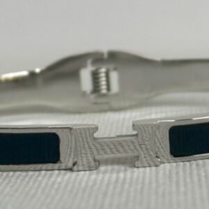 Silver & Black H Bangle