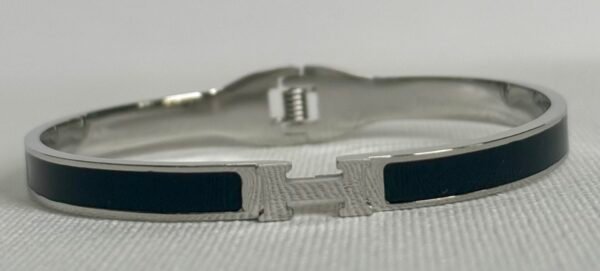 Silver & Black H Bangle
