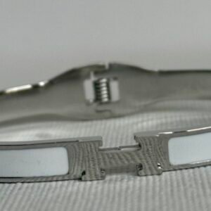 Silver & White H Bangle