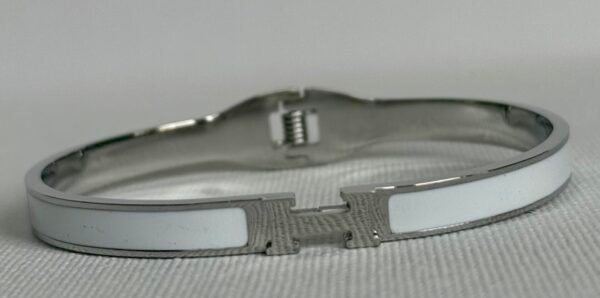 Silver & White H Bangle