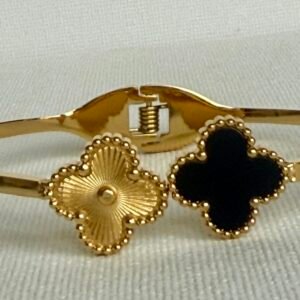 Gold & Black Clover Bangle