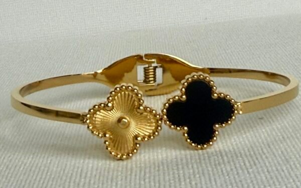 Gold & Black Clover Bangle
