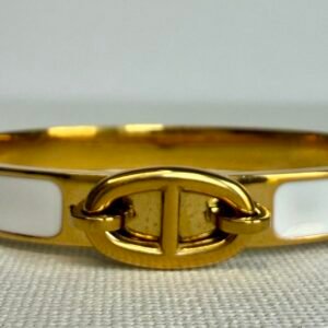 Gold & White Knot Bangle