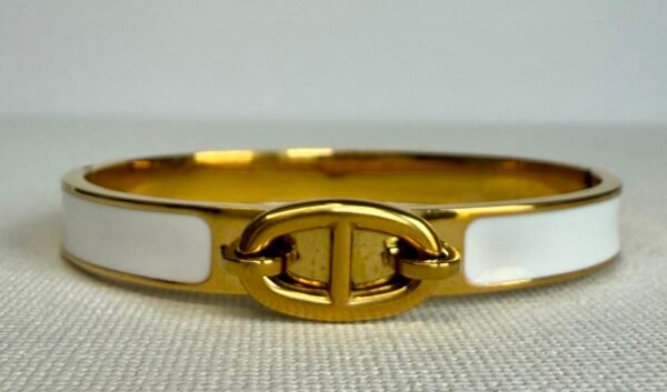 Gold & White Knot Bangle