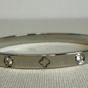 Silver Clover & Stone Bangle