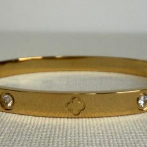 Gold Clover & Stone Bangle
