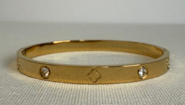 Gold Clover & Stone Bangle