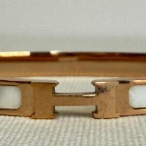 Rose Gold & Pearlescent White H Bangle