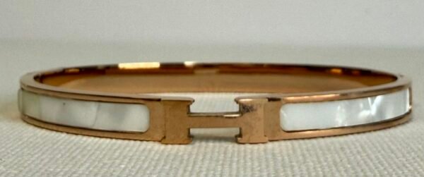 Rose Gold & Pearlescent White H Bangle