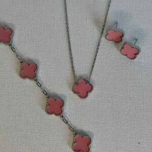 Silver & Pink Clover Set