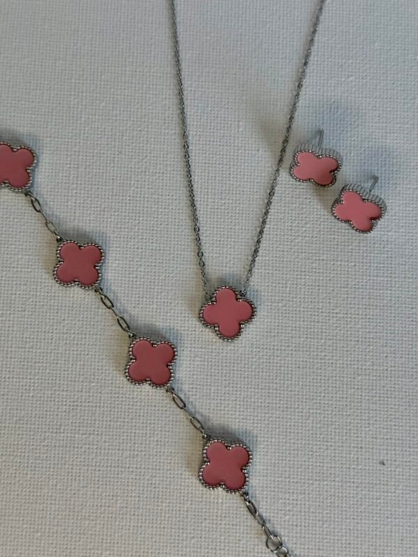 Silver & Pink Clover Set
