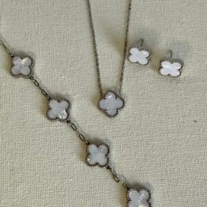 Silver & White Clover Set