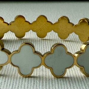 Gold with White Clover Bangle