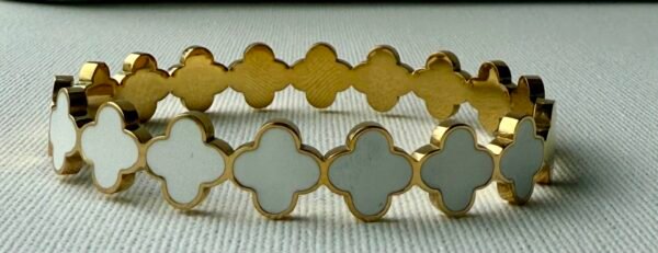Gold with White Clover Bangle