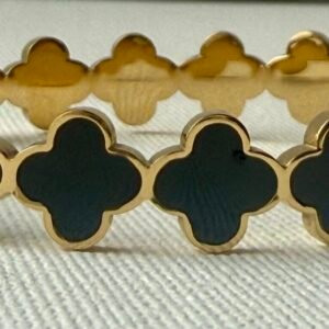 Gold & Black Clover Bangle