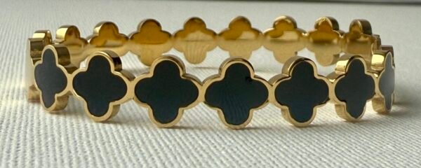 Gold & Black Clover Bangle