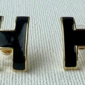Black H Earrings