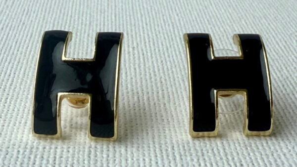 Black H Earrings