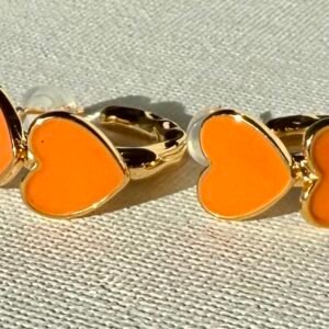 Gold & Orange Heart Hoop Earrings
