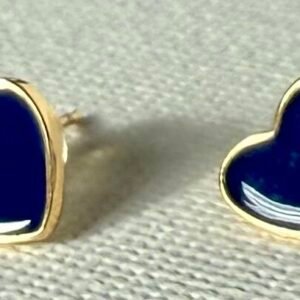 Small Blue Heart Studs