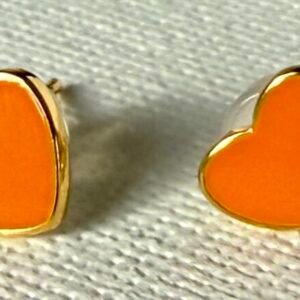 Small Orange Heart Earrings