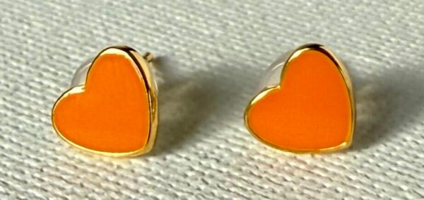 Small Orange Heart Earrings