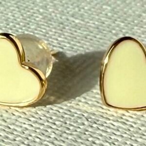 Small Cream Heart Studs
