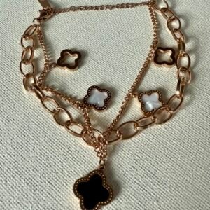 Rose Gold Clover Charm Bracelet
