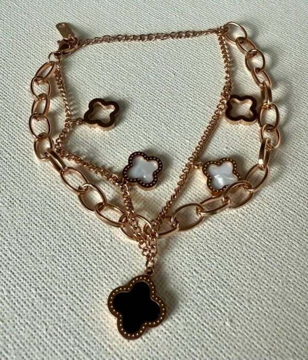 Rose Gold Clover Charm Bracelet