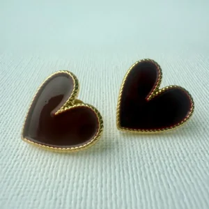Heart Earring studs - Wine colour