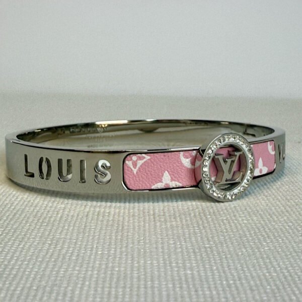 LV Silver bangle with pink trim