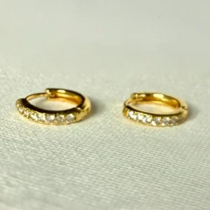 Small gold diamanté hoops with click fastening