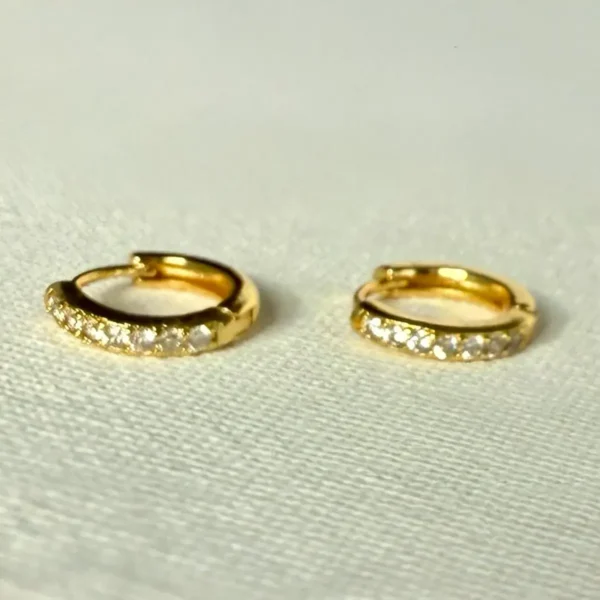 Small gold diamanté hoops with click fastening