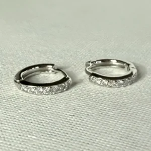 Small silver diamanté hoops with click fastening