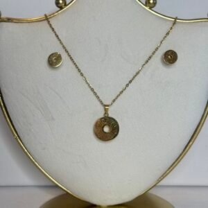 Gold Disc Necklace & Earring Set