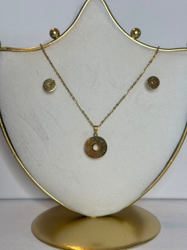 Gold Disc Necklace & Earring Set