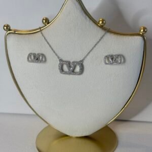 Home 1 Silver Diamante Pendant Necklace & Earring Set