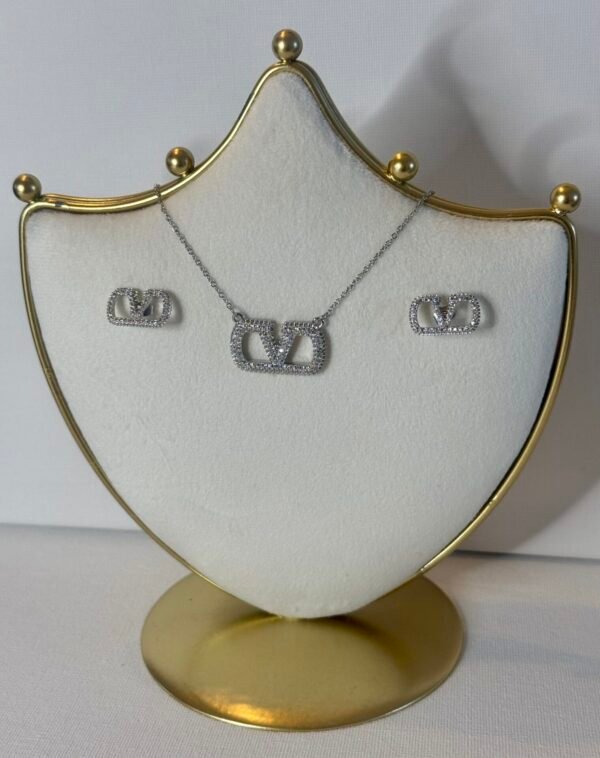 Silver Diamante Pendant Necklace & Earring Set