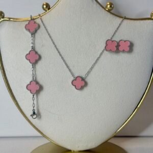 Silver & Pink Clover Set