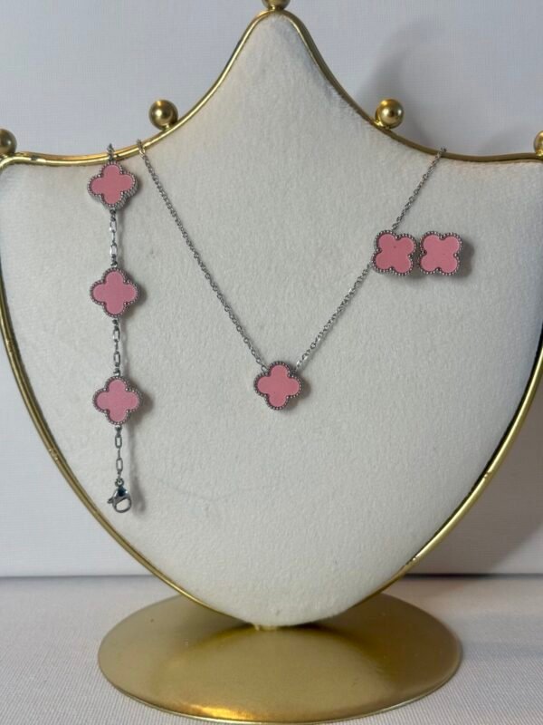 Silver & Pink Clover Set