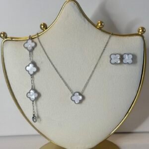 Silver & White Clover Set