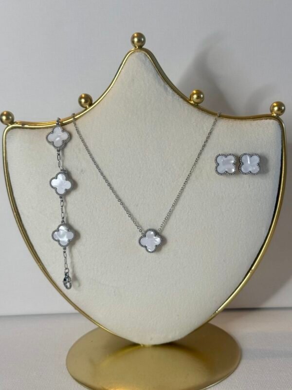 Silver & White Clover Set