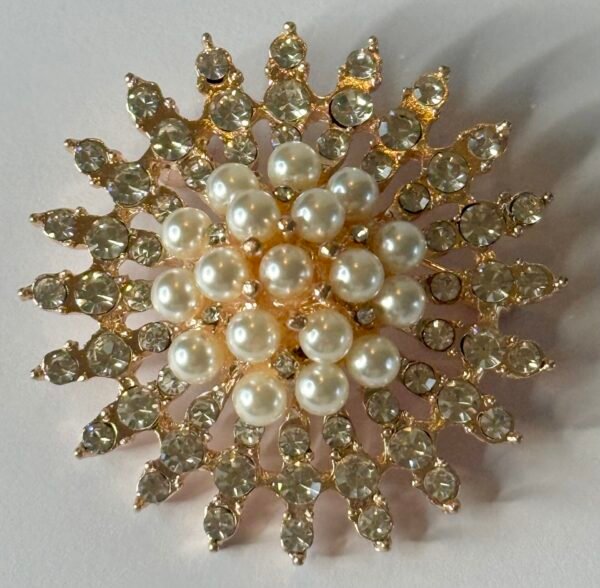Brooch - Star burst with pearl & stone detail